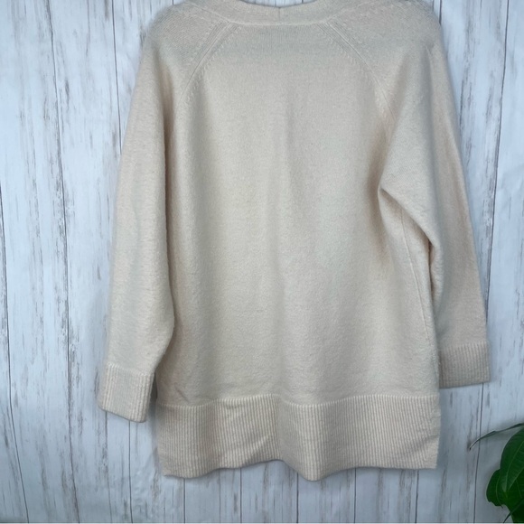 J. Crew Stretch-wool V-neck tunic sweater cream S - Picture 7 of 7